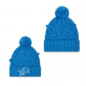 Women's Detroit Lions Blue Toasty Cuffed Knit Hat with Pom
