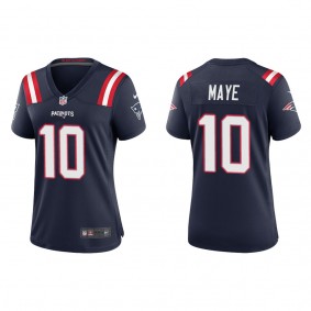 Women's Drake Maye New England Patriots Navy Game Jersey