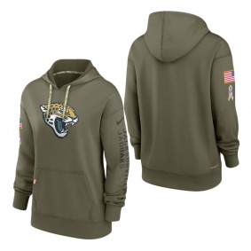Women's Jacksonville Jaguars Olive 2022 Salute To Service Performance Pullover Hoodie