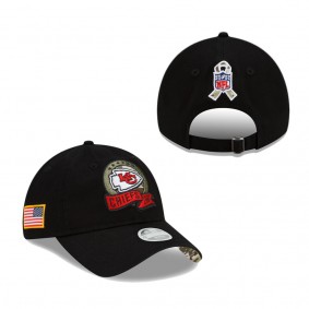 Women's Kansas City Chiefs Black 2022 Salute To Service 9TWENTY Adjustable Hat