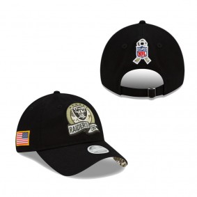 Women's Las Vegas Raiders Black 2022 Salute To Service 9TWENTY Adjustable Hat
