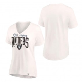 Women's Las Vegas Raiders Fanatics Branded Oatmeal Motivating Force Lightweight V-Neck T-Shirt