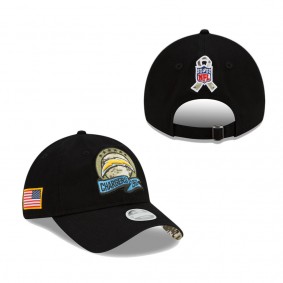 Women's Los Angeles Chargers Black 2022 Salute To Service 9TWENTY Adjustable Hat