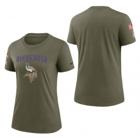 Women's Minnesota Vikings Olive 2022 Salute To Service Legend T-Shirt