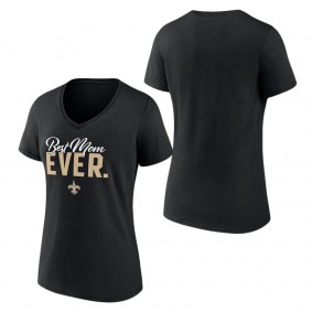 Women's New Orleans Saints Fanatics Branded Black Best Mom Ever V-Neck T-Shirt