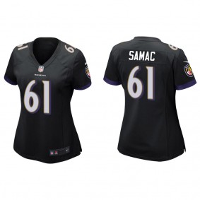 Women's Nick Samac Baltimore Ravens Black Game Jersey