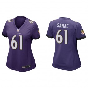 Women's Nick Samac Baltimore Ravens Purple Game Jersey
