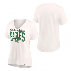Women's Philadelphia Eagles Fanatics Branded Oatmeal Motivating Force Lightweight V-Neck T-Shirt