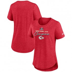 Women's Kansas City Chiefs Heather Red Super Bowl LVIII Champions Classic Tri-Blend T-Shirt