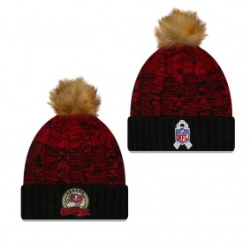 Women's Tampa Bay Buccaneers Black Red 2022 Salute To Service Pom Knit Hat