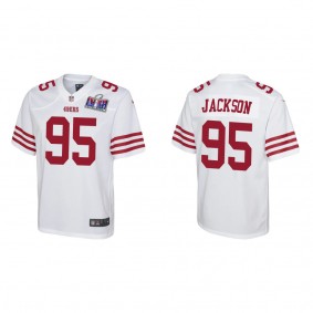 Youth Drake Jackson San Francisco 49ers White Super Bowl LVIII Game Jersey