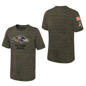 Youth Baltimore Ravens Olive 2022 Salute To Service Velocity T-Shirt