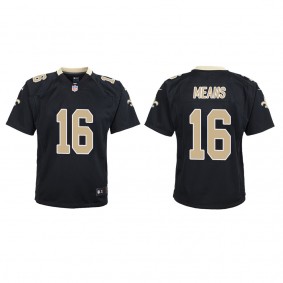 Youth Bub Means New Orleans Saints Black Game Jersey
