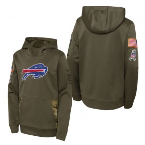 Youth Buffalo Bills Olive 2022 Salute To Service Performance Pullover Hoodie