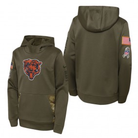 Youth Chicago Bears Olive 2022 Salute To Service Performance Pullover Hoodie