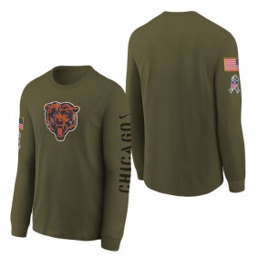 Youth Chicago Bears Olive 2022 Salute To Service Team Logo Long Sleeve T-Shirt