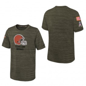 Youth Cleveland Browns Olive 2022 Salute To Service Velocity T-Shirt