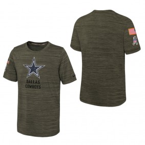 Youth Dallas Cowboys Olive 2022 Salute To Service Velocity T-Shirt