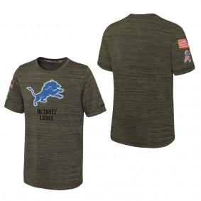 Youth Detroit Lions Olive 2022 Salute To Service Velocity T-Shirt