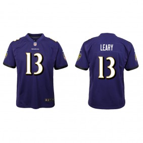 Youth Devin Leary Baltimore Ravens Purple Game Jersey