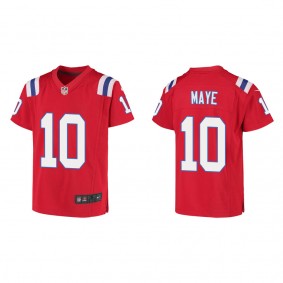 Youth Drake Maye New England Patriots Red Game Jersey
