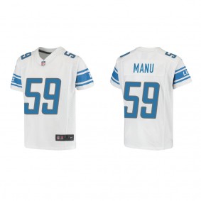 Youth Giovanni Manu Detroit Lions White Game Jersey