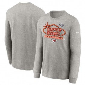 Youth Kansas City Chiefs Gray Super Bowl LVIII Champions Locker Room Trophy Collection Long Sleeve T-Shirt