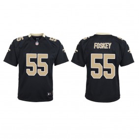 Youth New Orleans Saints Isaiah Foskey Black 2023 NFL Draft Game Jersey