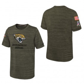 Youth Jacksonville Jaguars Olive 2022 Salute To Service Velocity T-Shirt
