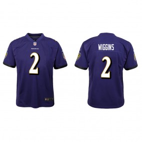Youth Nate Wiggins Baltimore Ravens Purple Game Jersey