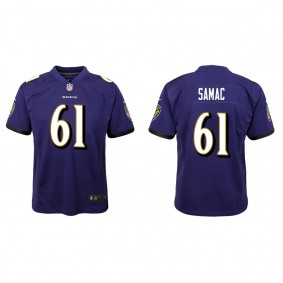 Youth Nick Samac Baltimore Ravens Purple Game Jersey