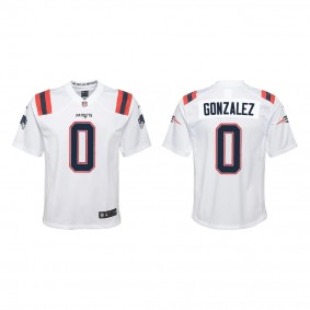 Youth New England Patriots Christian Gonzalez White 2023 NFL Draft Game Jersey