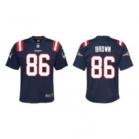 Youth New England Patriots Pharaoh Brown Navy Game Jersey