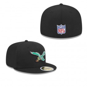 Youth Philadelphia Eagles Black 1987-95 Gridiron Classics Throwback Logo Main 59FIFTY Fitted Hat