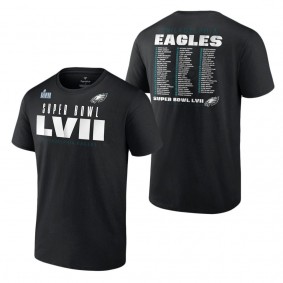 Youth Philadelphia Eagles Black Super Bowl LVII Roster T-Shirt