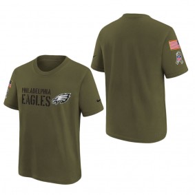 Youth Philadelphia Eagles Olive 2022 Salute To Service Legend T-Shirt