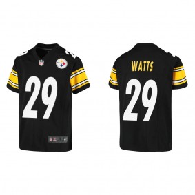 Youth Ryan Watts Pittsburgh Steelers Black Game Jersey