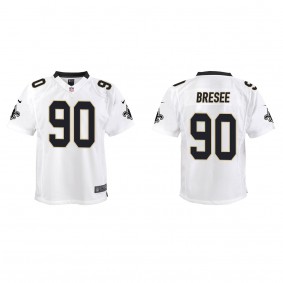 Youth New Orleans Saints Bryan Bresee White 2023 NFL Draft Game Jersey