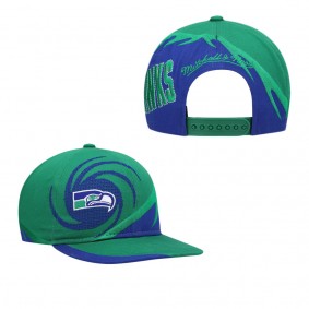 Youth Seattle Seahawks Mitchell & Ness Green Royal Spiral Snapback Hat