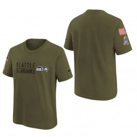 Youth Seattle Seahawks Olive 2022 Salute To Service Legend T-Shirt