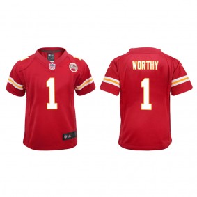 Youth Xavier Worthy Kansas City Chiefs Red Game Jersey